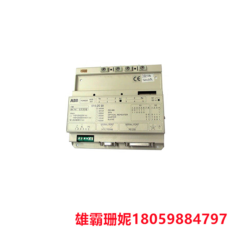 ABB   SPA-ZC22  总线连接模块    在不中断光环路数据通信的情况下进行服务